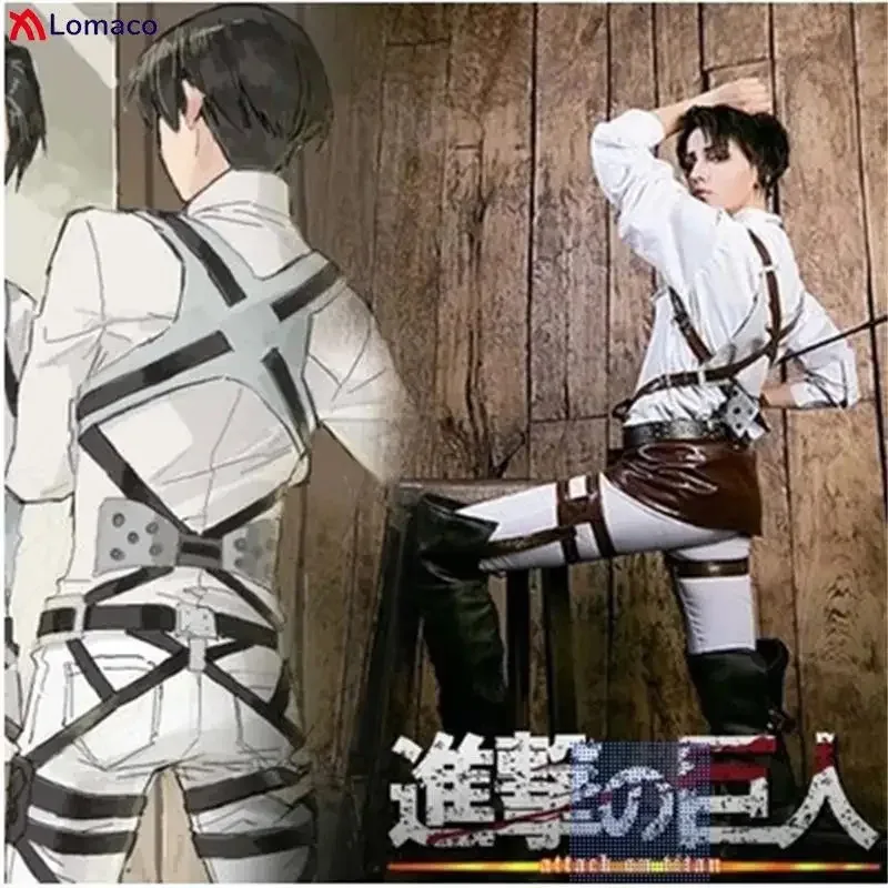 Conjunto de cinto de ataque ao titã shingeki no kyojin recon corpo arnês hookshot eren levi cosplay traje cintos ajustáveis