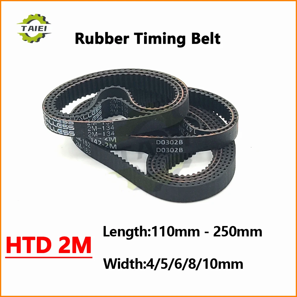 HTD 2M Rubber Synchronous Belt Length 110-250mm Vacuum cleaner Timing Belt Width 4-10mm 2M Drive Belt 120 142 150 156 162 168mm