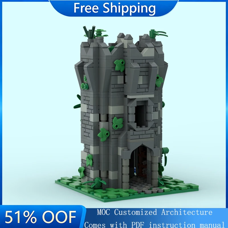 

537 PCS Customized MOC Medieval Castle Old Mage Tower Ruins Model Building DIY Blocks Bricks Assembly Toy Popular Holiday Gifts