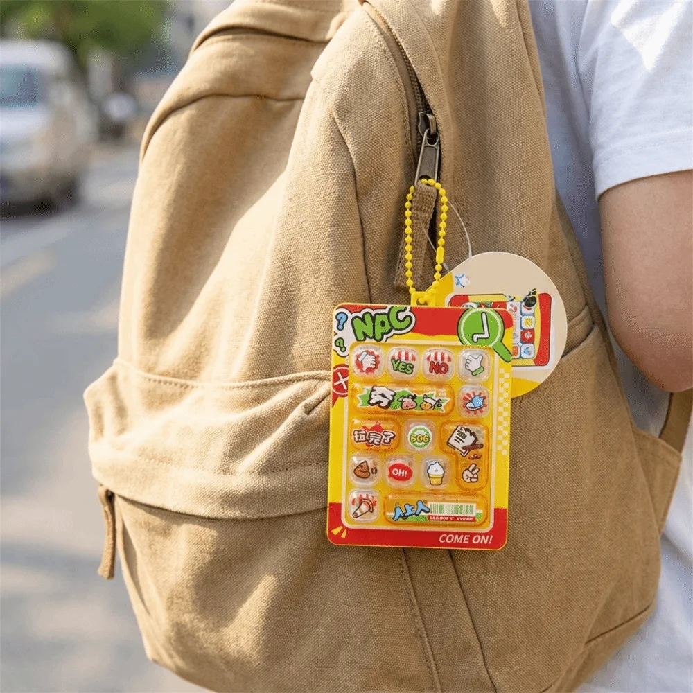 Mini Keyboard 14-Key Fidget Keyboard Keychain Cartoon Print Click Button Keyboard Creative Keyboard Clicker Bag Hanging