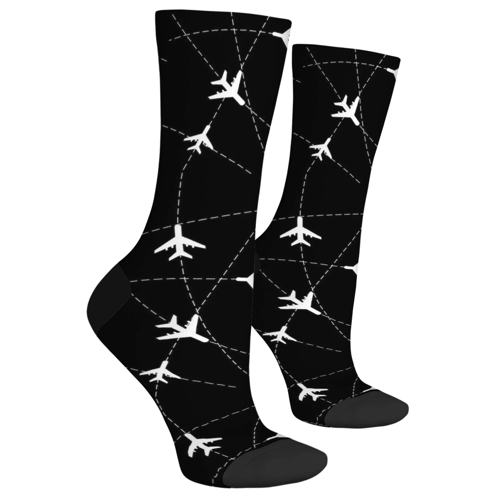 Vibrant Flight Pattern Mid Crew Socks for Men Breathable Comfy Non-Slip Graphic Novelty Socks for Daily Wear for Outdoor