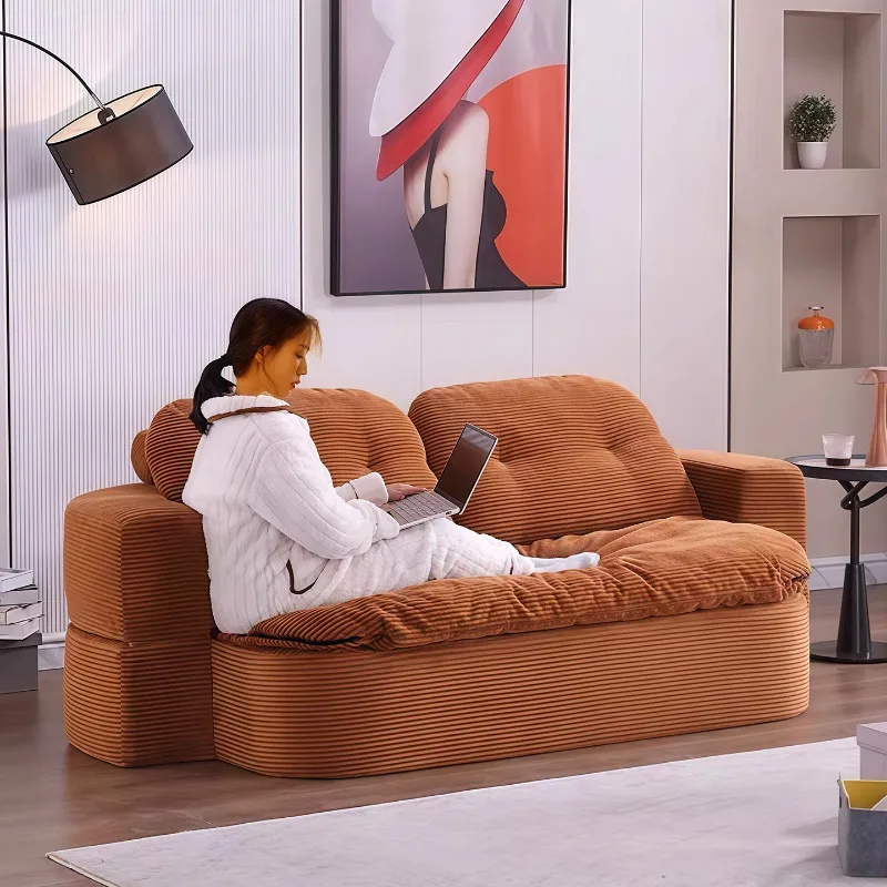 أريكة مضغوطة إيطالية كبيرة الحجم باللون البرتقالي صالات حديثة أرائك غرفة المعيشة بمقعدين أثاث منزلي رخيص من Woonkamerbanken #2