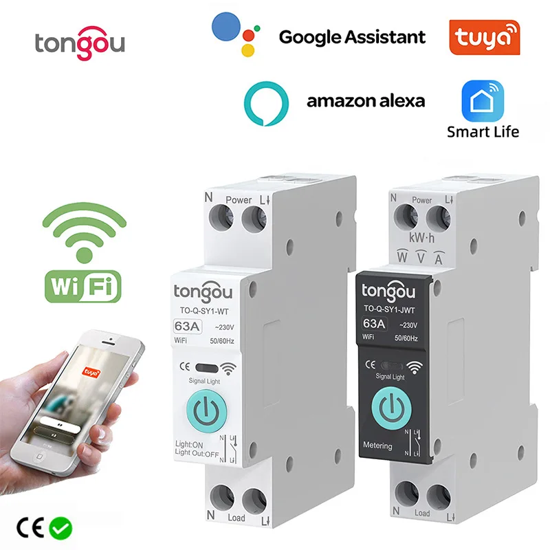Tuya WiFi Smart Circuit Breaker Wireless Remote Control App Control Smart Home Switch