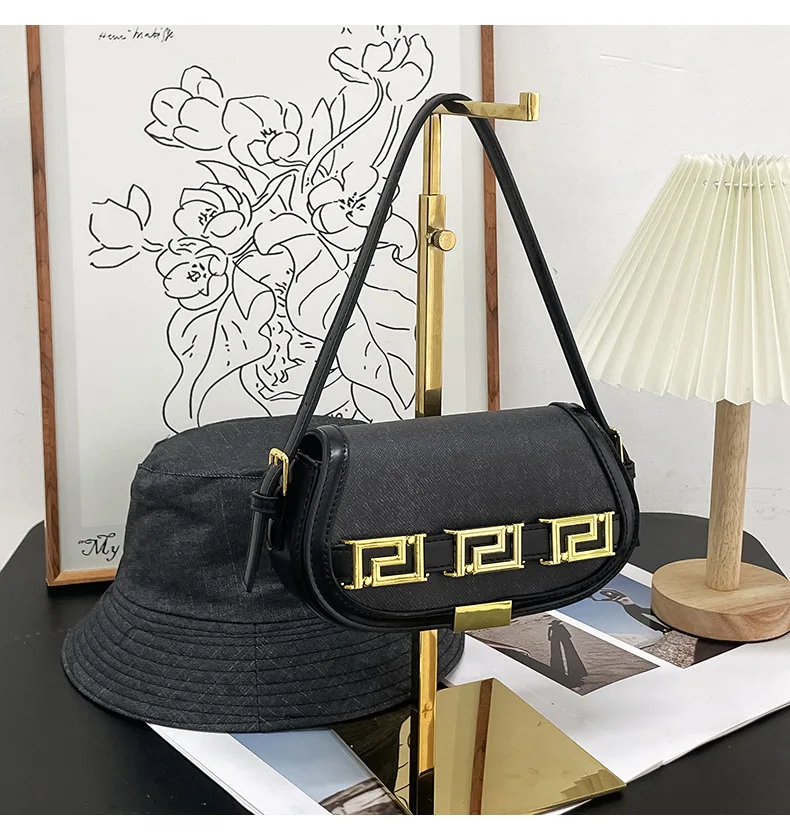 2025 شيك المرأة الدنيم السرج حقيبة متعددة الاتجاهات تحت الإبط محفظة خمر مربع صغير Crossbody حقيبة كتف موضة عادية #5