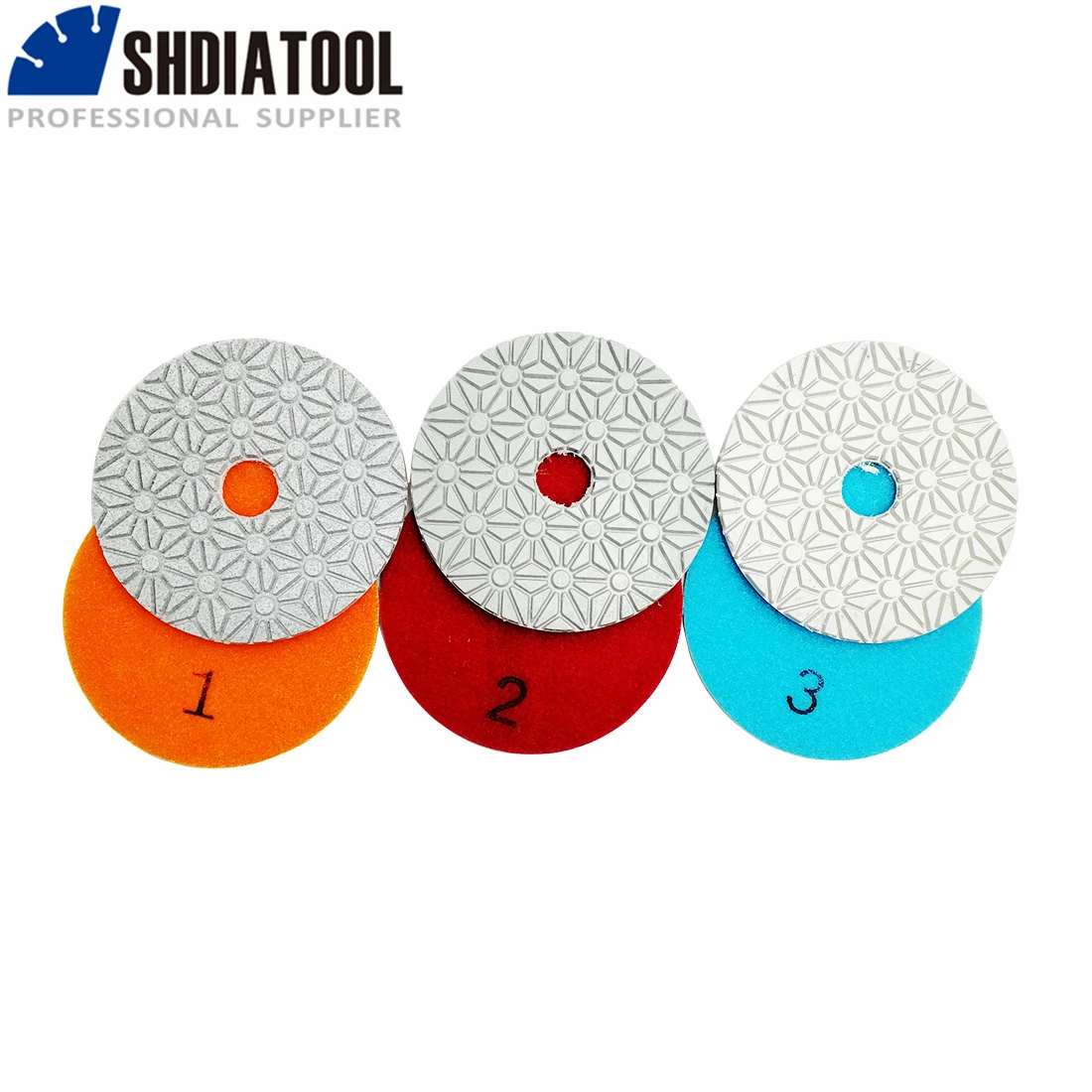 

SHDIATOOL 2sets/6pcs Dia 100mm/4" 3 Steps Diamond Polishing Pads Flexible Resin Bond Sanding Discs Marble Stone Polisher Disc