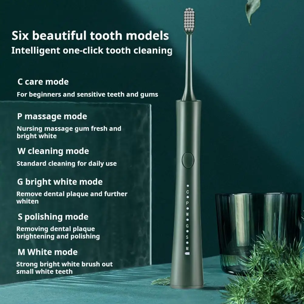 Whitening Electric Toothbrush Advanced Electric Toothbrush with 5 Brush Heads 6 Modes Timers Ipx7 Waterproof for Men