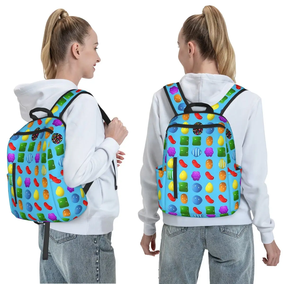 All New Candy Crush Saga Backpack Daypack Large Capacity Boys Girls BookBag School Bag Shoulder Bags for Men Women