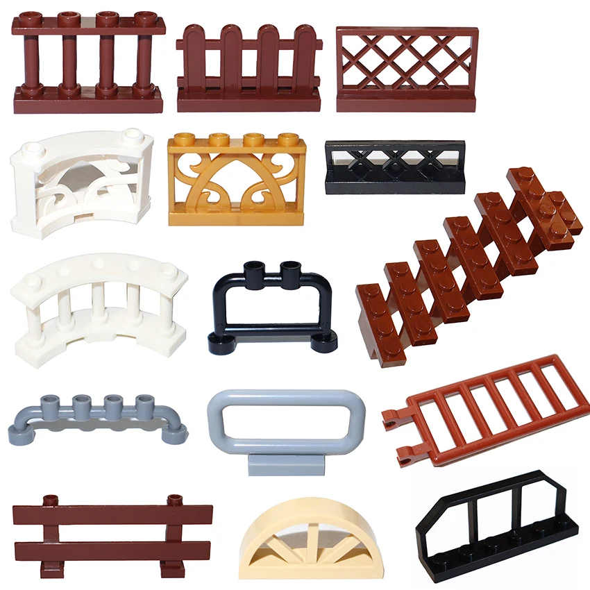 

City Accessories Building blocks DIY Fence Railing Ladder Garden Castle Farm Decorations MOC Educational Bricks Kids Toys