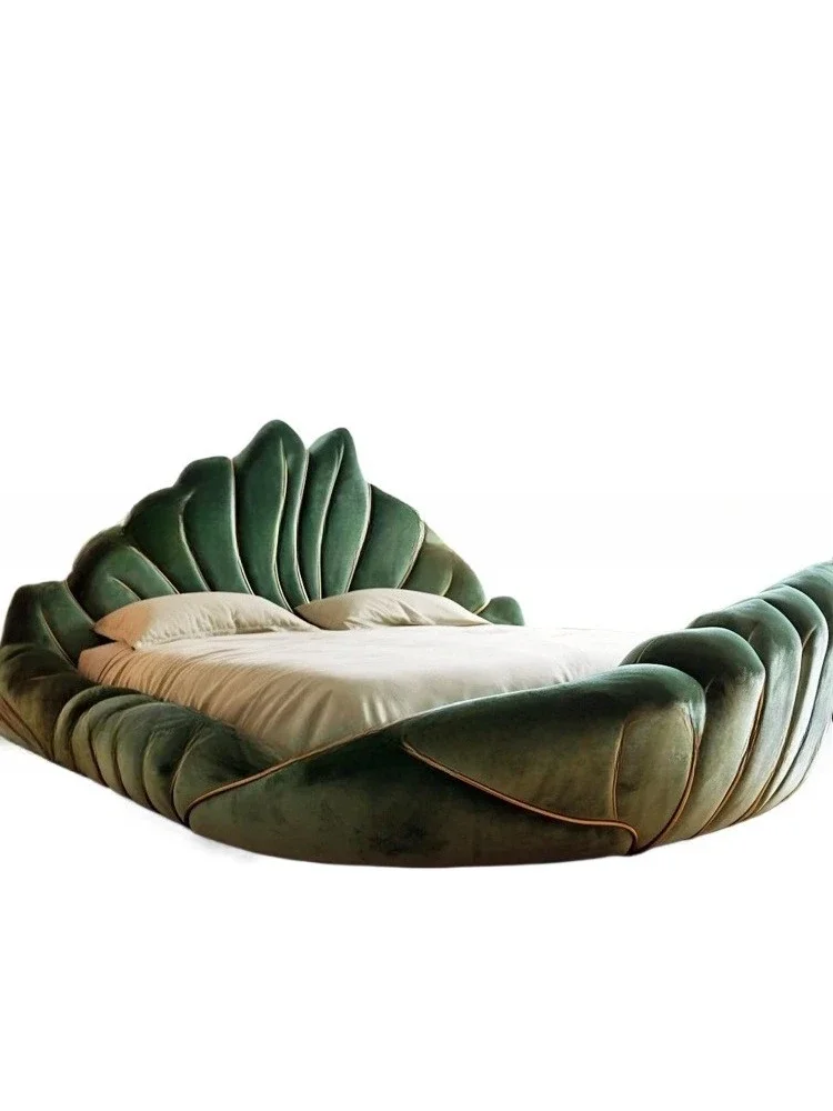 Bedroom bed, creative personality, green bed artistic sense, medium ancient bed