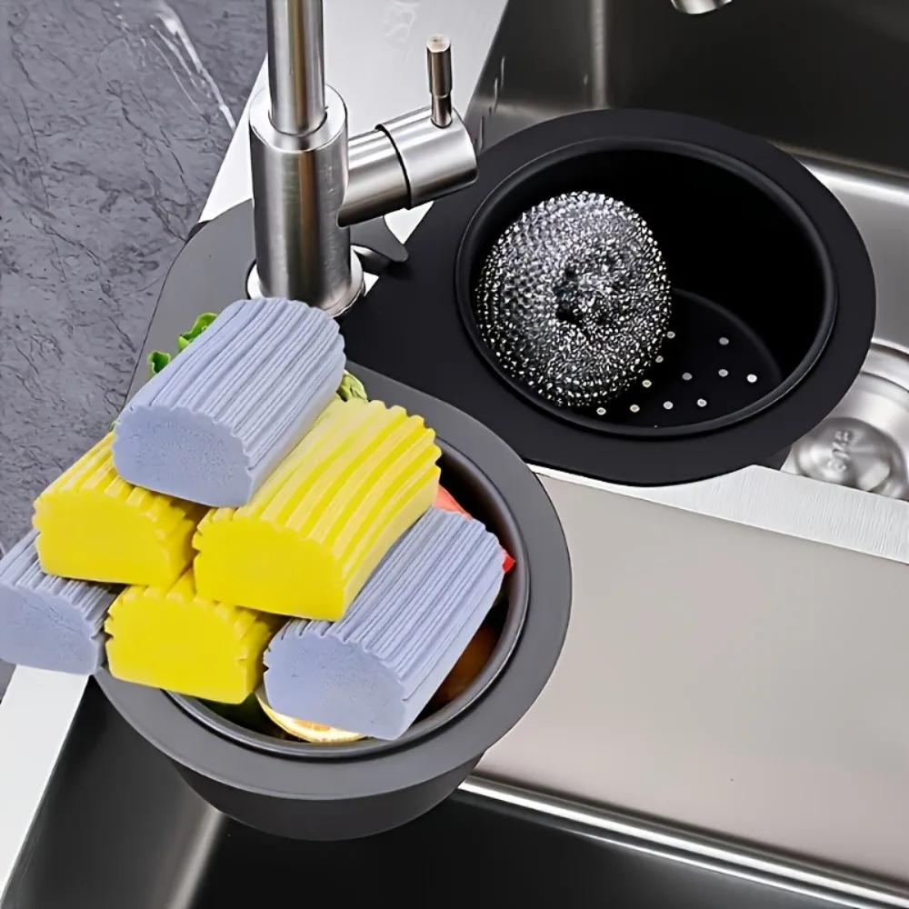 Colador de drenaje rápido de acero inoxidable con percha para grifo: filtro de fácil limpieza, utiliza para verduras, cocina, lavabo de baño