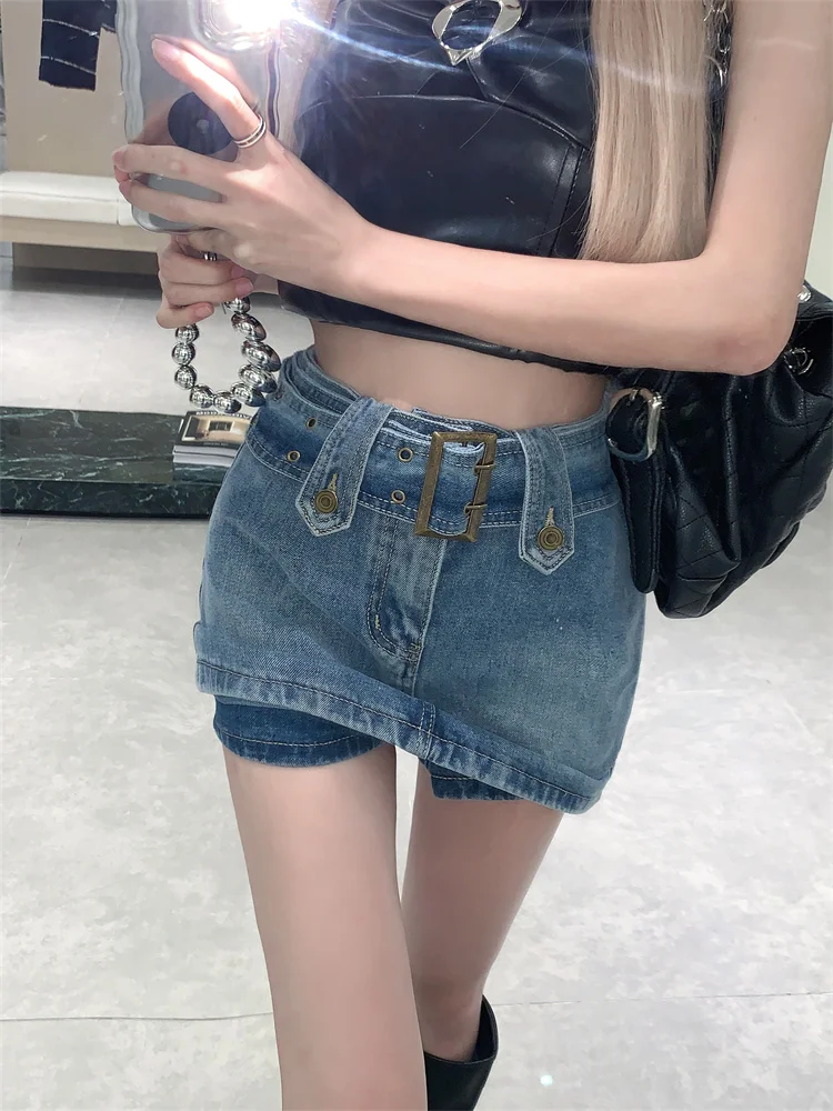 A-Linien-Rock mit hoher Taille für Damen in Übergröße, Denim, f-Länge, koreanischer Stil, Pendler, reine Farbe, Ort-Röcke