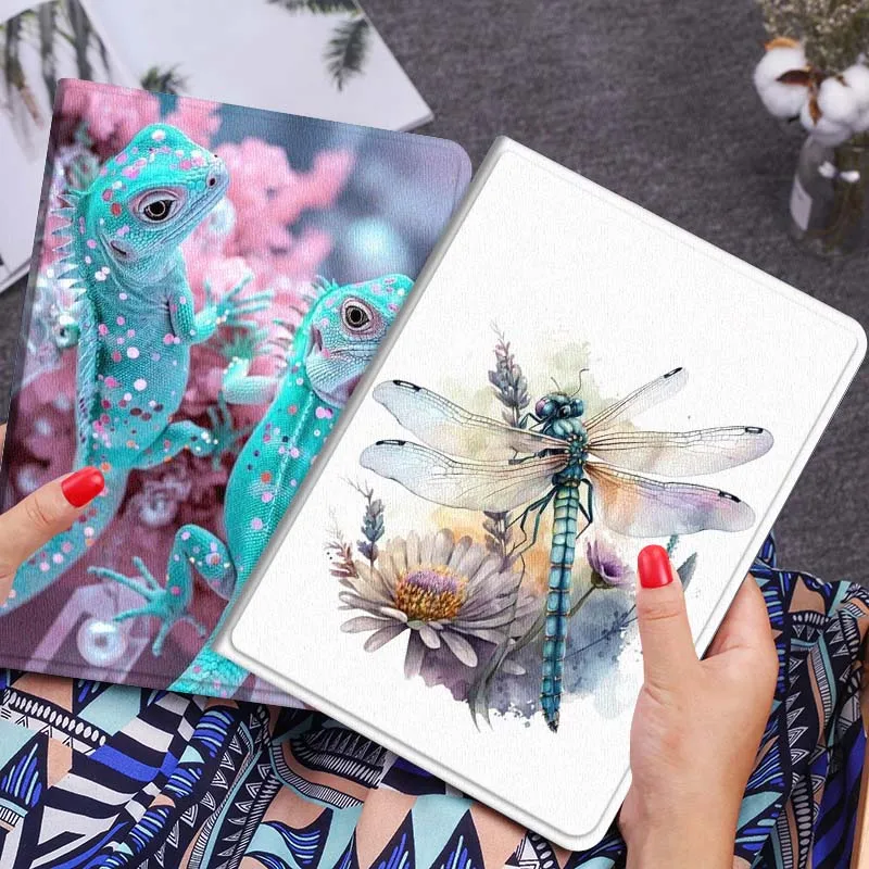 

Blue Dragonfly Flower Art Gift Tablet Case For Lenovo Xiaoxin Legion Pad Tab Pro GT Y700 Gen4 2 11 P11 M10 K10 3rd Plus Gen