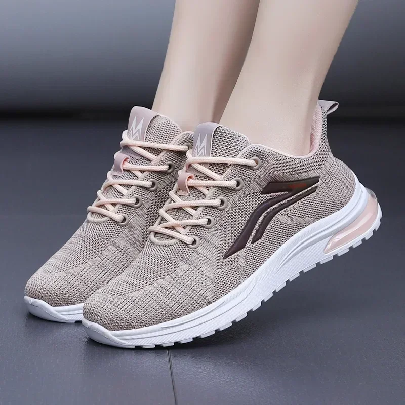 Spring and Summer New Mesh Women\'s Shoes Breathable Leisure Sports Outdoor Soft-soled Air Cushion Running Women\'s Shoes