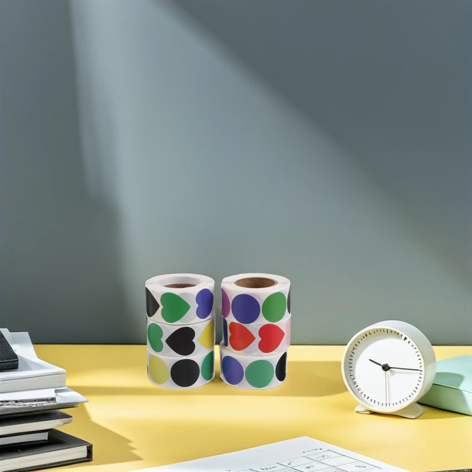 

500Pcs Colorful Heart Round Stickers High Adhesive Reusable Scrapbooking Craft Decor Valentine's Day Love Labels