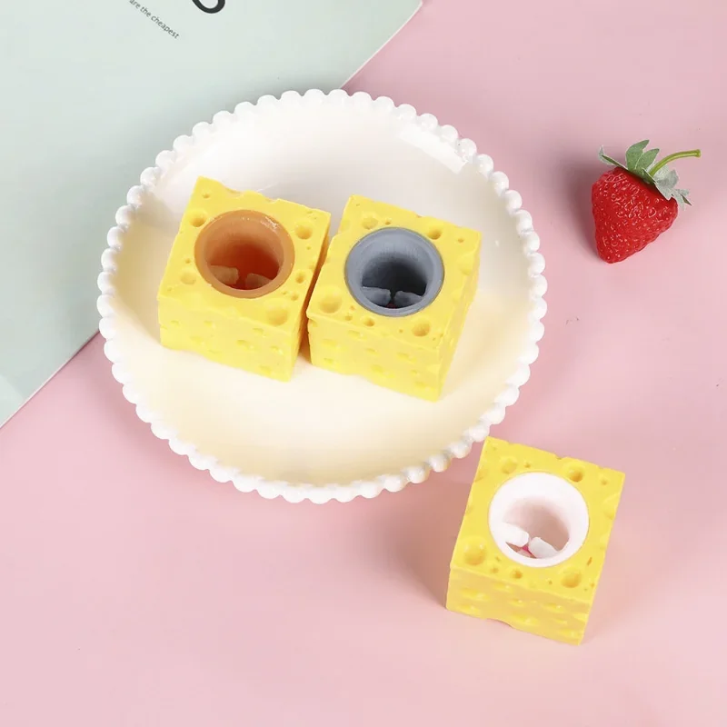 Blocs de souris et de fromage amusants Pop-Up, 2 pièces, jouet Anti-stress à presser, figurines de cache-cache, jouets anti-Stress pour enfants et adultes
