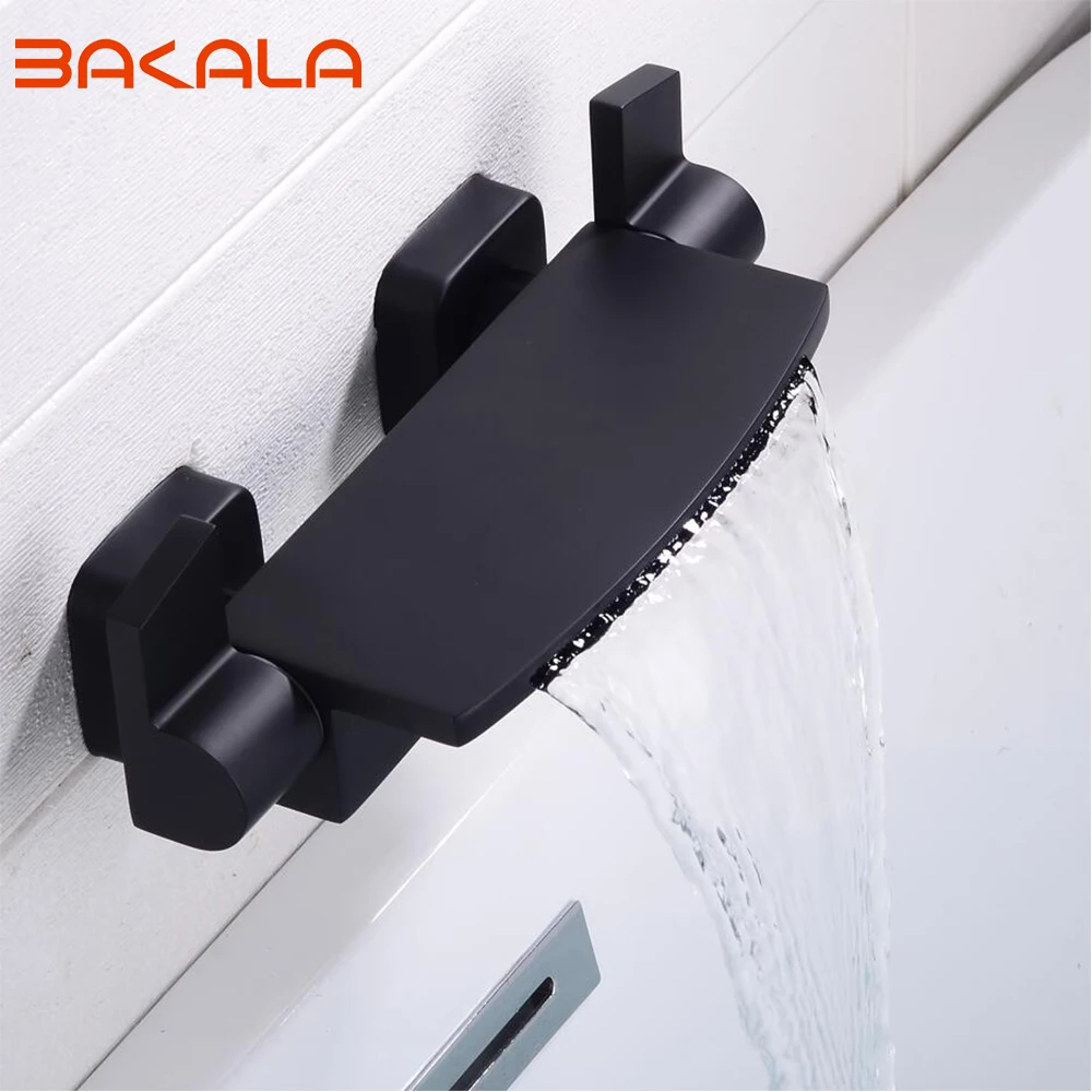 4color In-wall Concealed Bathroom Basin Faucet Waterfall Dual Handle Single Contral Bathtub Faucet Wall Mounted Mixer Tub Tap