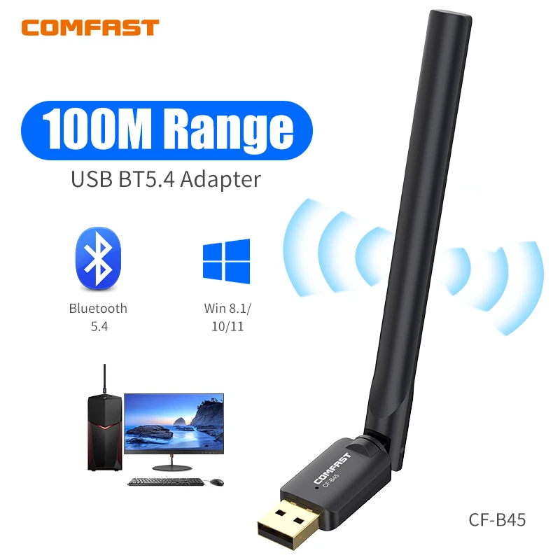 

150M Bluetooth 5.4 Adapter USB Bluetooth 5.3 Dongle Driver Free for PC Win 11/10/8.1 Mouse Keyboard Audio Receiver Transmitter