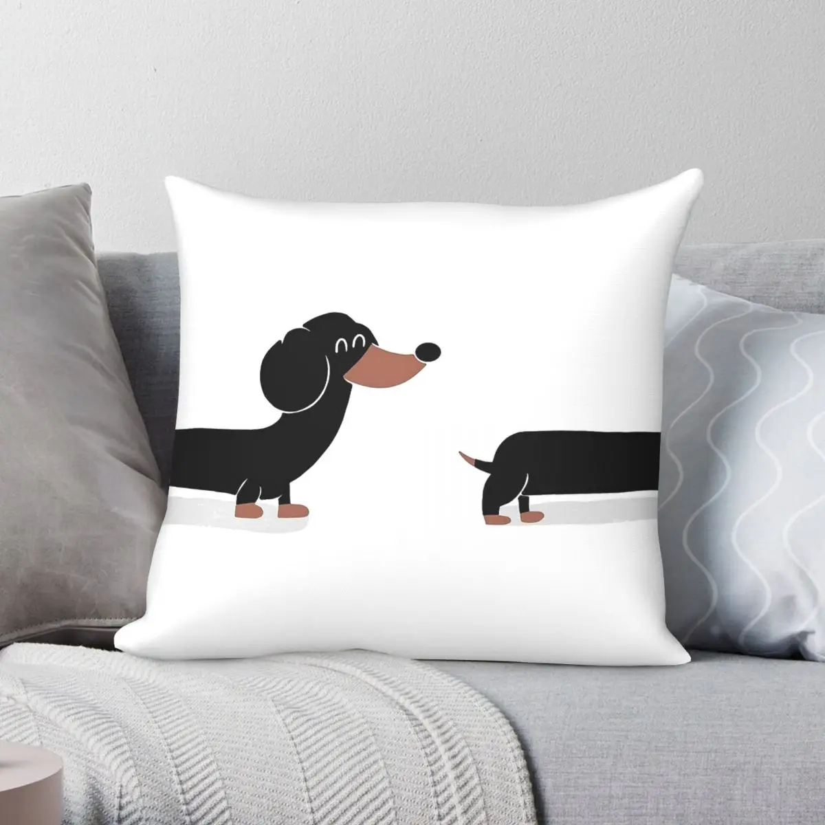 Sausage Dog Dachshund Pillowcase Polyester Linen Velvet Pattern Zip Decor Sofa Seater Cushion Case Wholesale