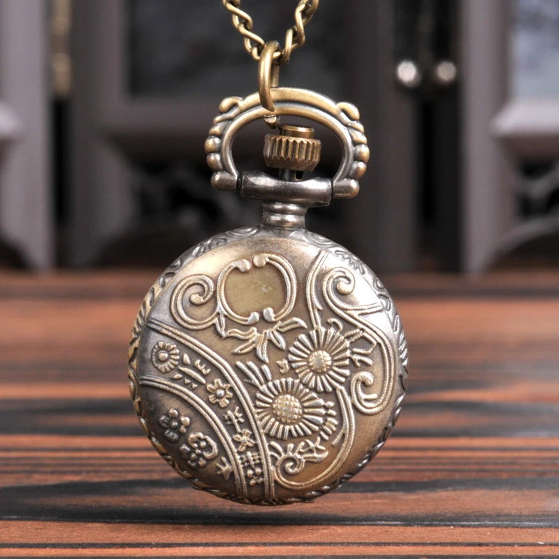 Vintage Crown Quartz Pocket Watch Men Women Necklace Chain Clock Dropshipping