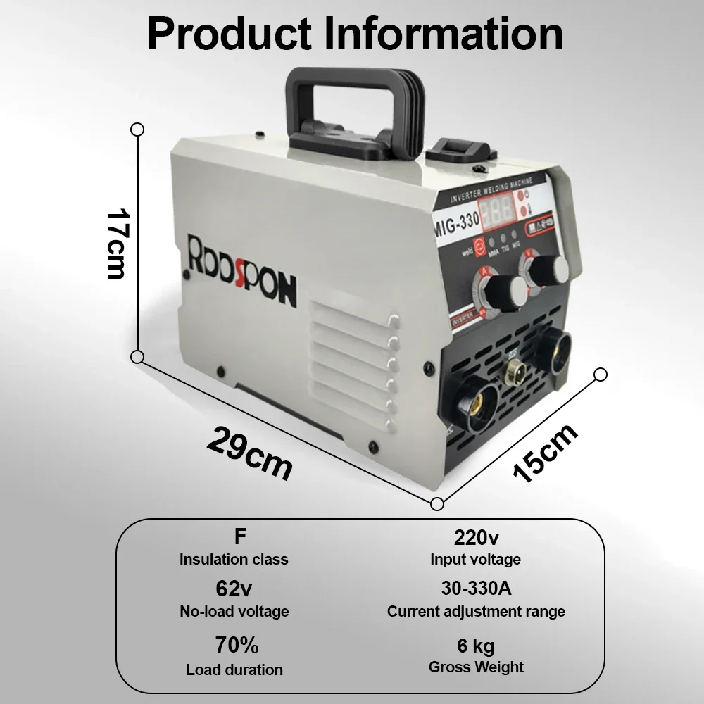 3-in-1 MIG/LIFT WIG/MMA 220 V 110 V halbautomatisches Nicht-Gas-Schweißgerät 330 A Inverter-Schweißgerät mit Flussmittelfülldrähten für den Haushalt