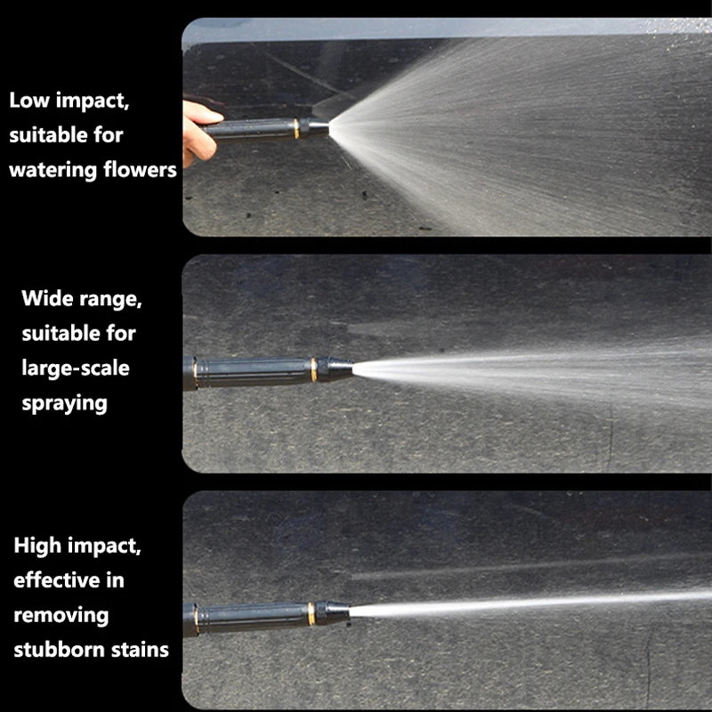 Black high-pressure water gun nozzle for home and garden, made of PVC, lightweight and direct spray, suitable for washing cars,
