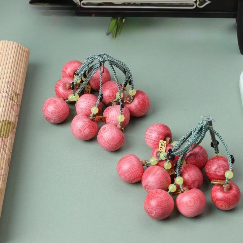 Rainbow Compressed Wood Powder Apple Keychain Creative Simulated Fruit Pendant Portable Decor Ornament For Car Keys And Handbags