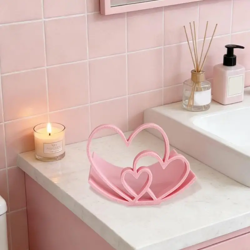 

3D Printed Heart Toilet Paper Roll Holder Multifunctional Tissue Paper Storage Rack Organizers for Bathroom Decors 87HA