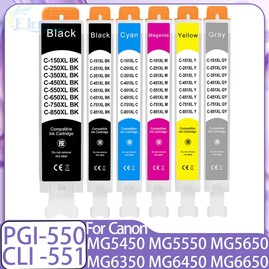 PGI-550 CLI-551 CLI-551XL PGI-550XL Ink Cartridge Compatible For Canon PIXMA MG5450 MG5550 MG5650 MG6350 iX6850 iP8750 Printer