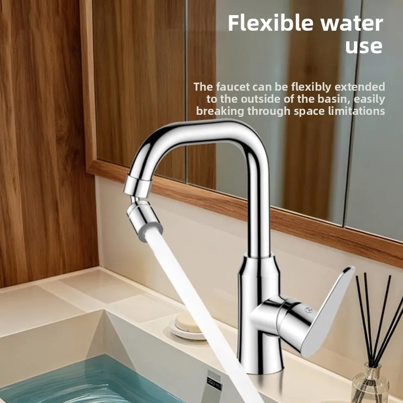 Zinc Alloy Chrome Basin Faucet Hot Cold Water Mixer Tap 720° Rotatable Dual Water Mode Anti-Splash Bathroom Sink Washbasin Tap