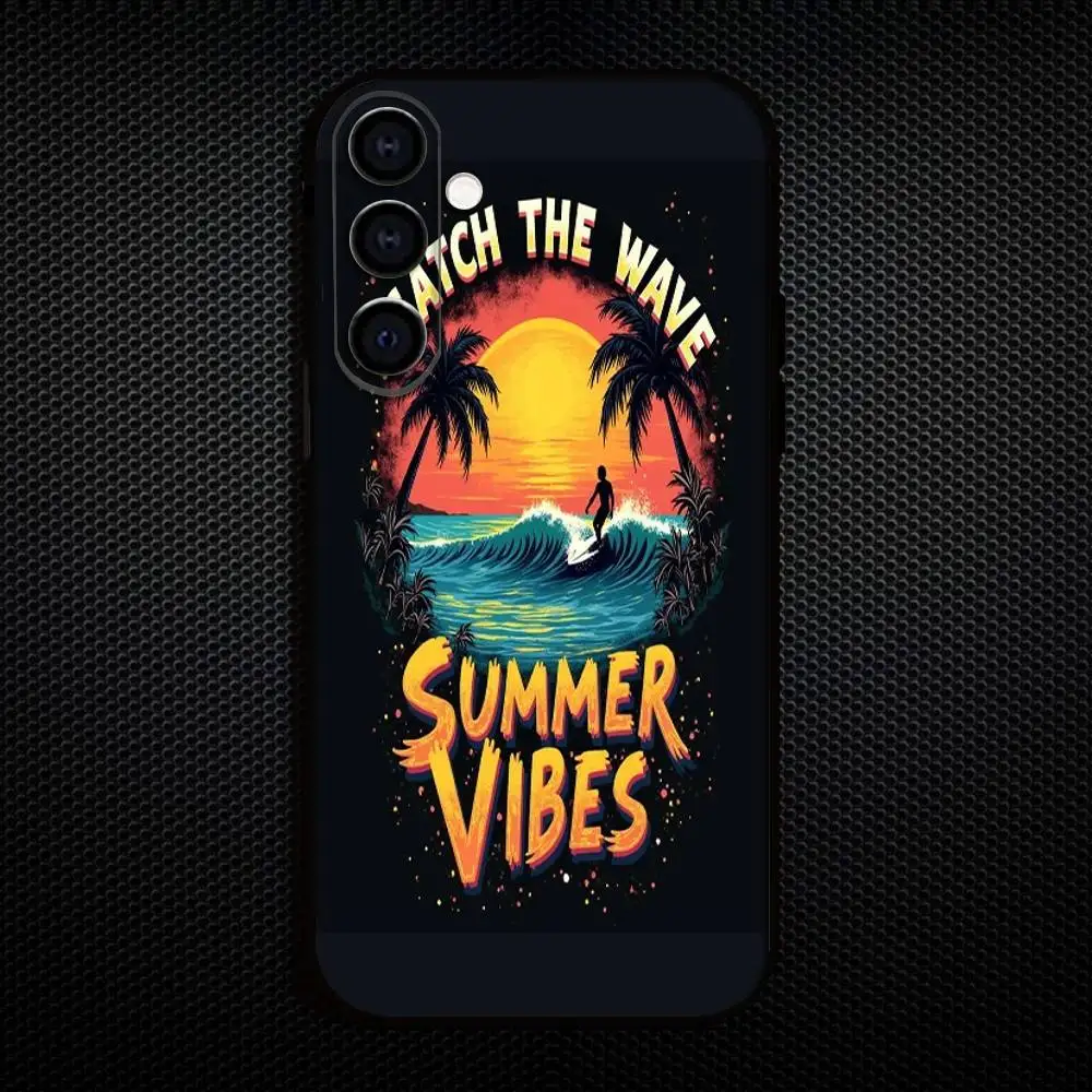 Etui na telefon Surfing At The Beach do Samsung Galaxy A73, A72, A71, A70, A53, A52, A51, inne miękkie czarne etui
