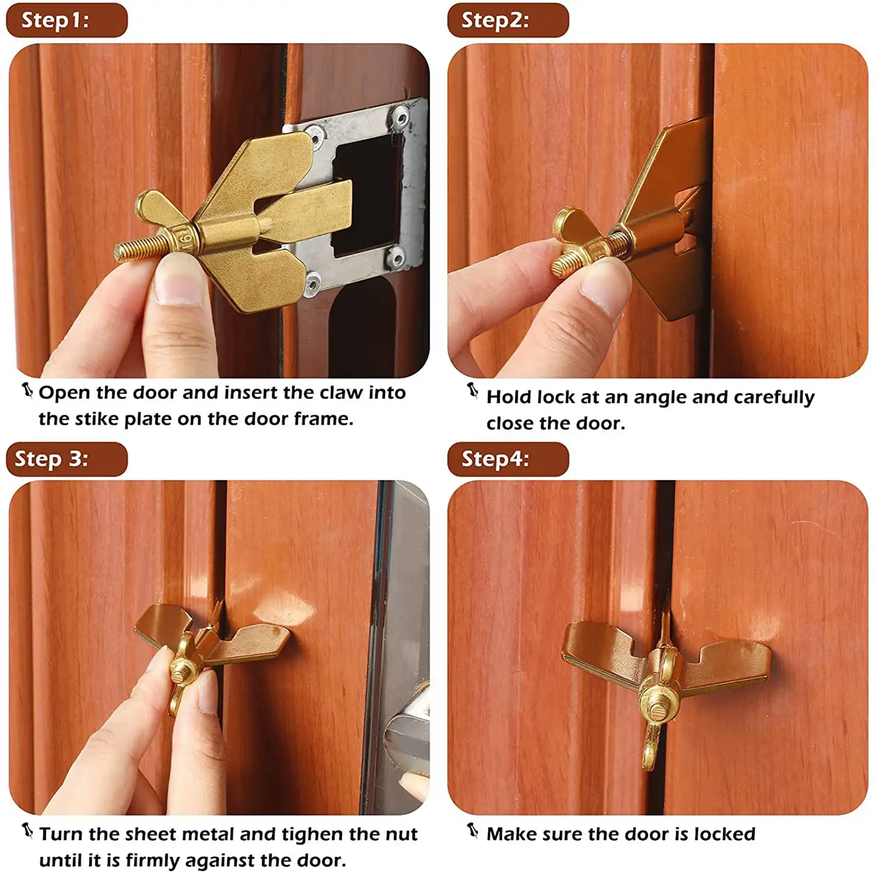 75STO-2X Portable Door Lock Home Security Door Locker Travel Lockdown Locks Solid Heavy Duty Door Lock For Traveling Home