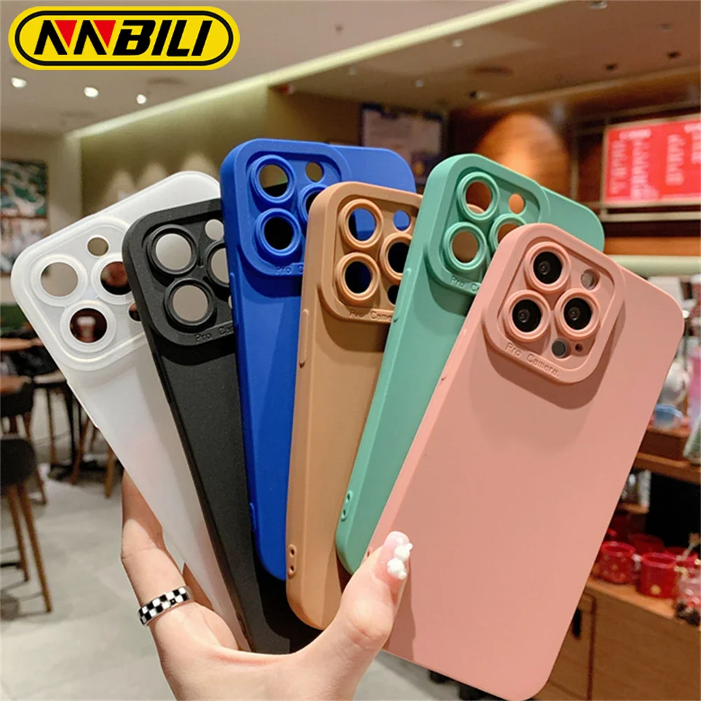 NNBILI Square Liquid Silicone Phone Case For iPhone  X XR XS 7 8 Plus SE 2020 14 13 11 12 Pro Max Mini Shockproof Back Cover