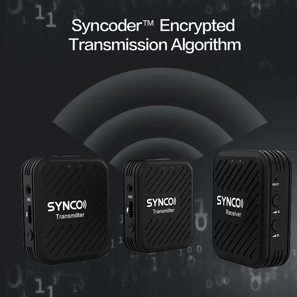 SYNCO G1A2 Pro Ultracompact Digital 2-Person 2.4G Wireless Microphone System for Cameras & Smartphones 8-Hour Battery Life