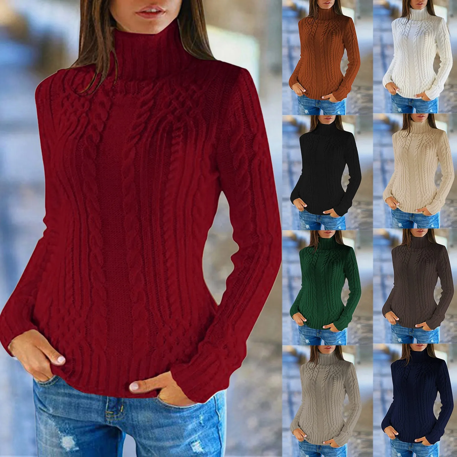 Cashmere Sweater Women Knitted Sweaters Wool Turtleneck Long-Sleeve Pullover Winter Autumn Jumper Clothes Female Tops