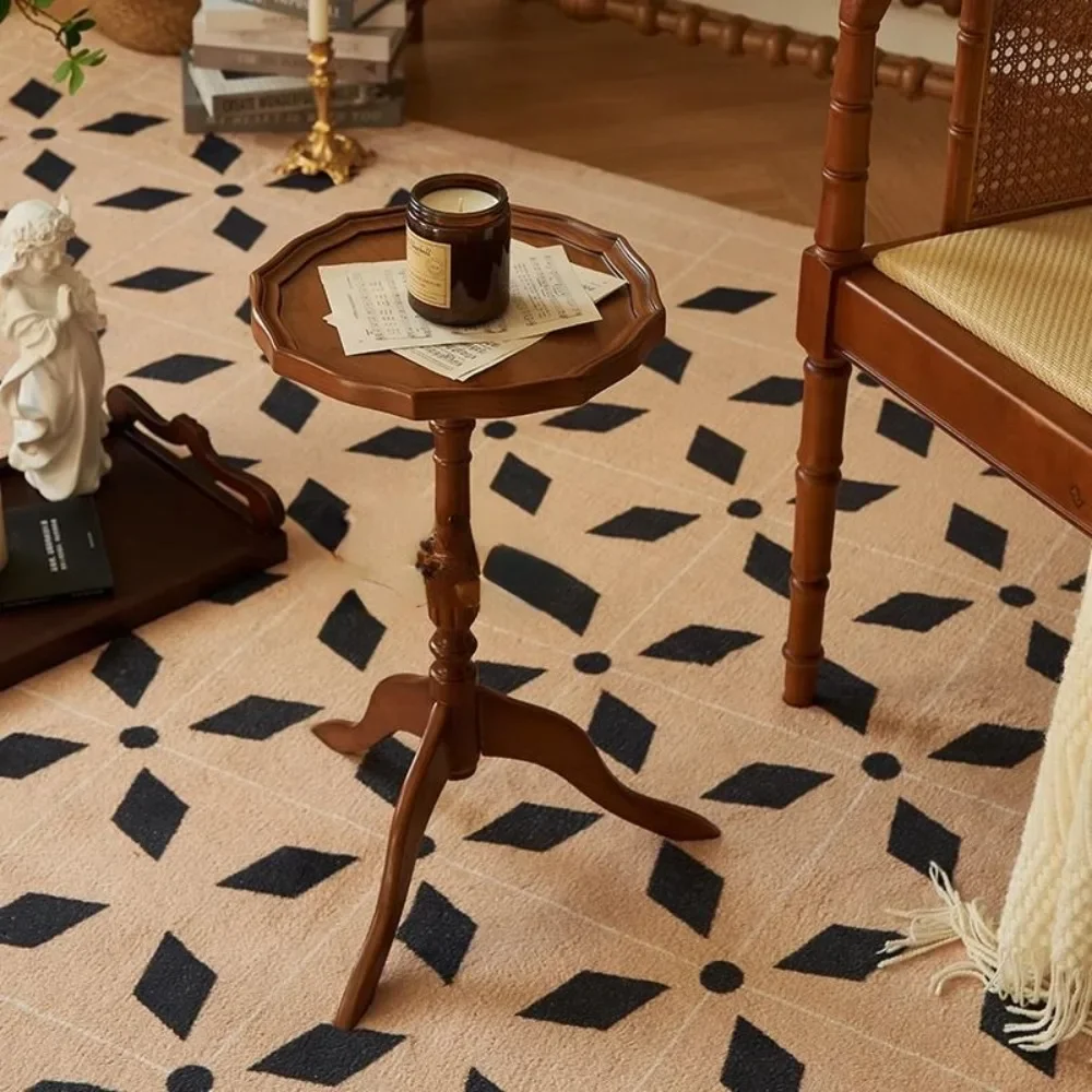 Escritorio lateral para sofá de diseño Retro francés, mesa de centro americana de madera maciza, adorno decorativo para el hogar, mesitas medievales para mesita de noche