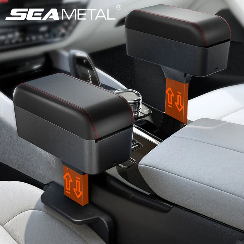 SEAMETAL Car Arm Rest Extension Center Console Organizer Armrest Storage Box Adjustable Car Elbow Support with Hidden Cup Holder