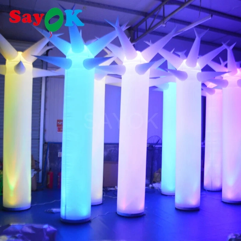 

Sayok Inflatable LED Pillar 10 Feet High Inflatable LED Tree Glow in the Dark with Blower for Party Wedding Stage Decorations