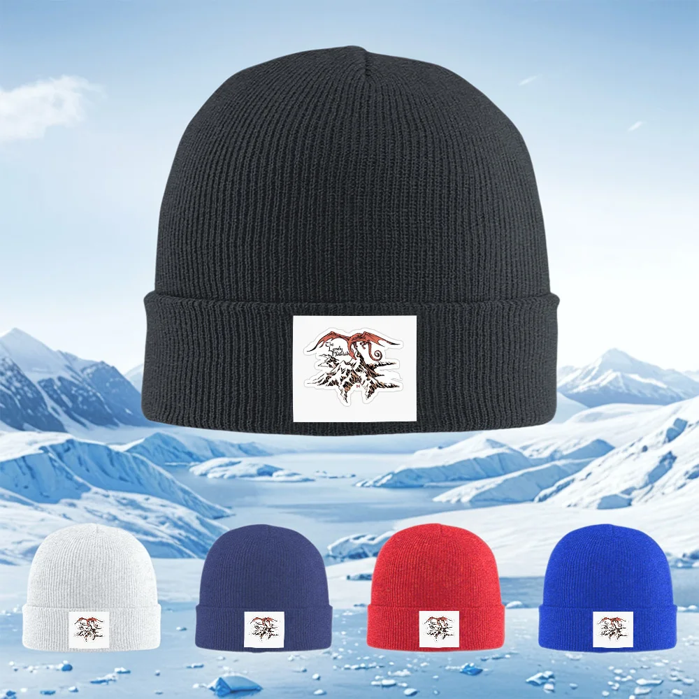 Dragão atop solitário vista de montanha das mulheres dos homens unisex chapéu de malha gorro pulôver inverno térmico quente natal ao ar livre ciclismo