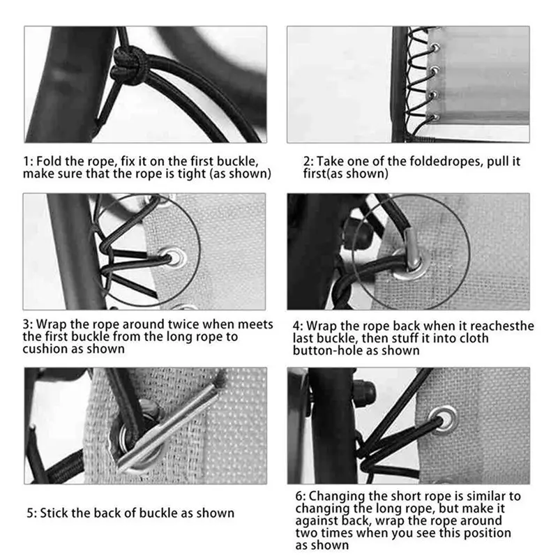 New Arrival 8Pcs Elastic Camping Multistrand Dichotomanthes Rope Sun Loungers Fixing for Recliners Chair Repair Rope Cord Kit