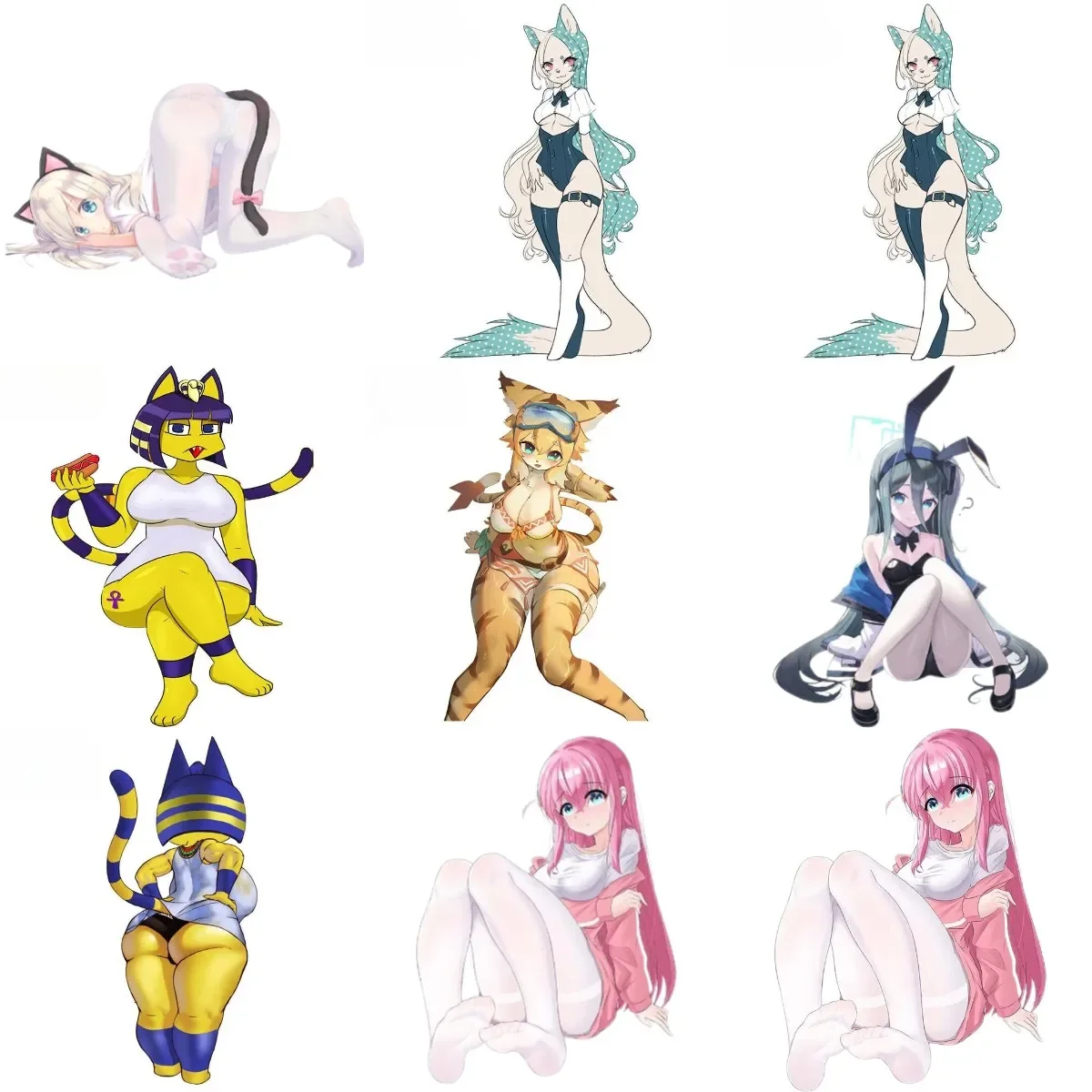 

Furry Sexy Cat Girl PVC Stickers for Decorate Bicycle Laptop Motorcycle Truck Camper Car Off-road Wall Room Decal Accessories