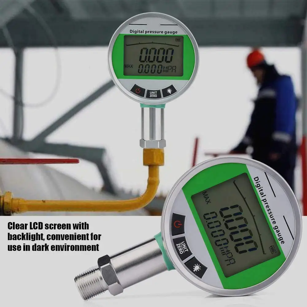 Digital Pressure Gauge -0.1-100MPA/14500PSI with Silica Gel Case NPT1/4 Accuracy Backlight Hydraulic Gas Water Pressure Gauges