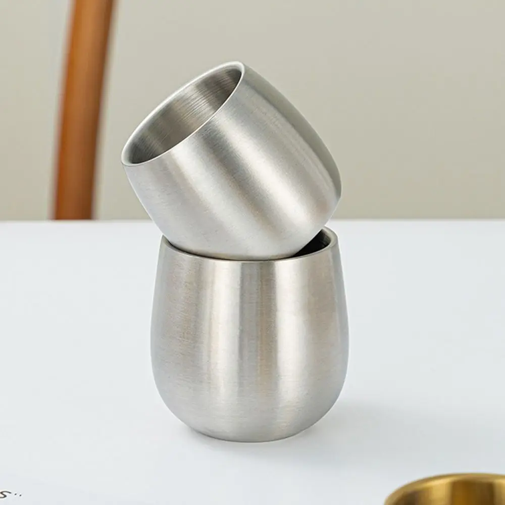 Children‘s Anti-drop Stainless Steel Water Cup Reusable Thickened Double-layer Beer Cup Comfortable Grip 140/150/200ml