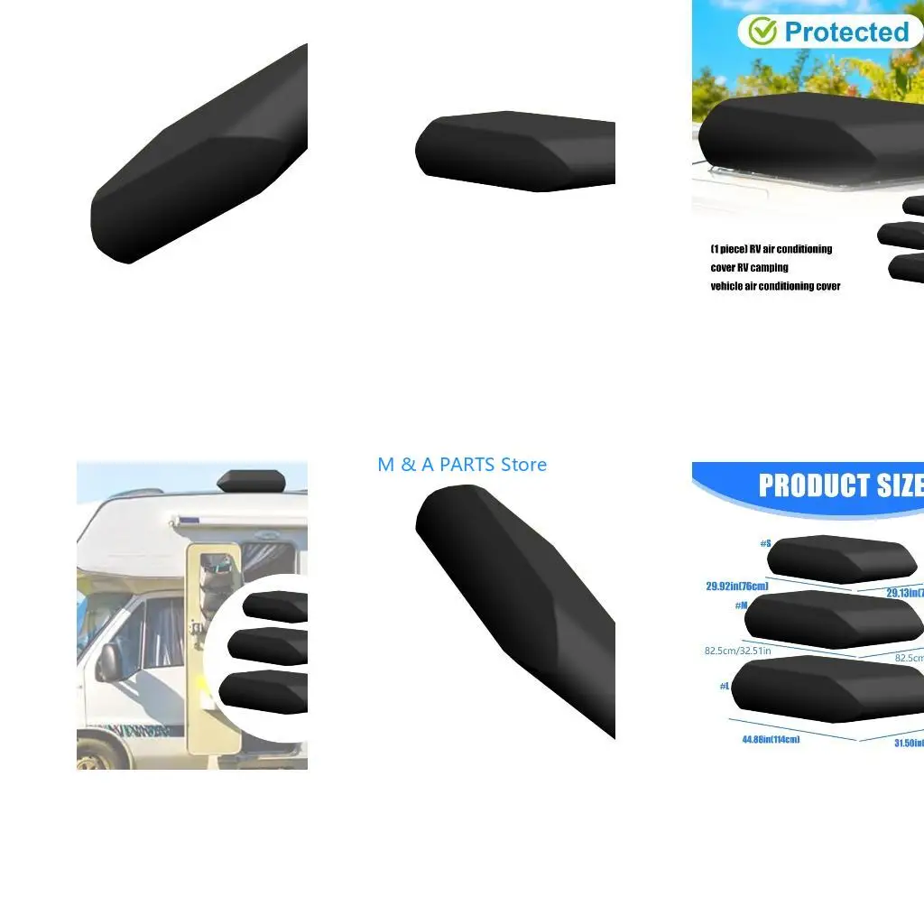 U1JF Premium Travel Trailer Motorhome Roof Air Conditioner Protector Black Oxford Material Resistant To Tear And Weather Damage