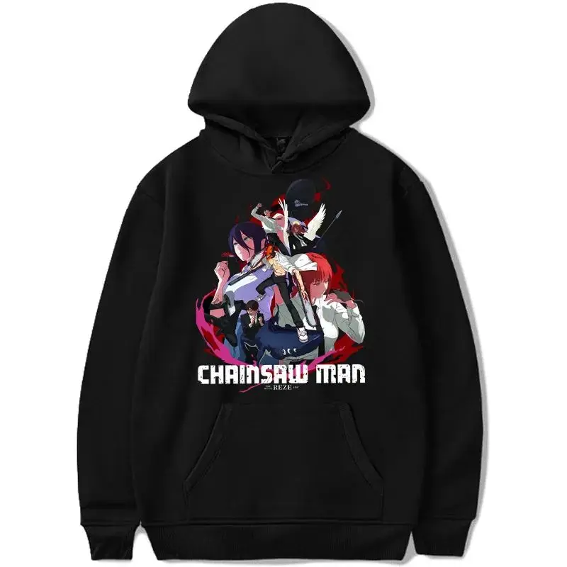 سترة بغطاء للرأس مطبوعة للرجال والنساء بالمنشار Y2k بلوفرات هيب هوب عتيقة ملابس الشارع الشهير Harajuku للجنسين #2