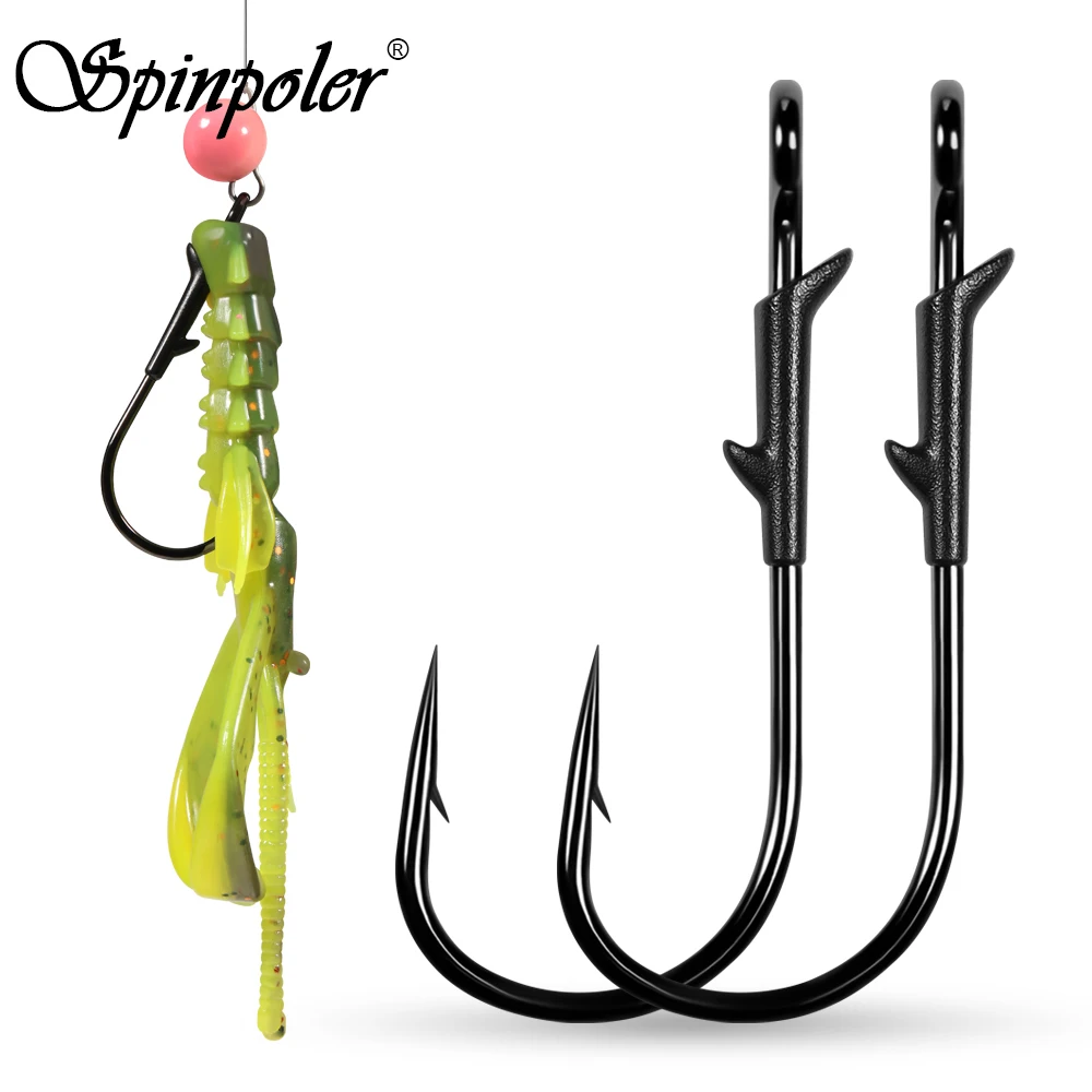 Spinpoler Flipping Hook Doppelte ABS-Kunststoff-Spikes Weicher Köderhalter Scharfer Widerhaken Angelzubehör 10 Stück/Packung