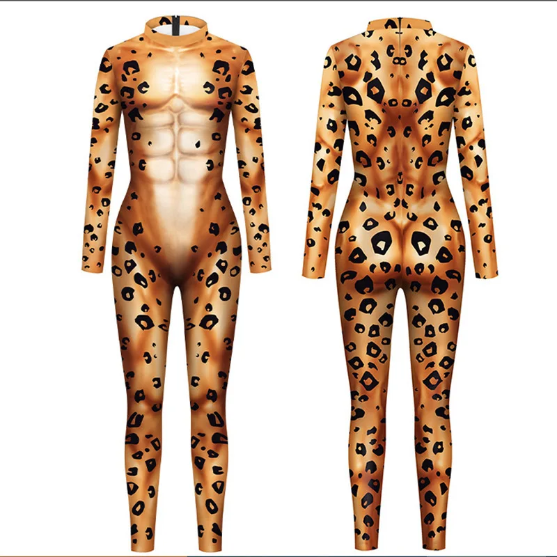 Tierkostüm Schlangen-, Tiger-, Fuchskostüm für Damen, Zentai-Anzüge, Halloween-Party-Bodysuits, Lustiger Enger Jumpsuit für Erwachsene Männer – Detail 2