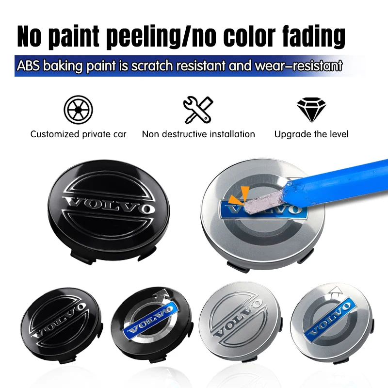 4pcs 56/60mm Car Wheel Center Cover Hub Caps Stickers Accessories For Volvo Rdesign AWD C30 C70 S40 S60 S70 S80 S90 V40 V50 V60