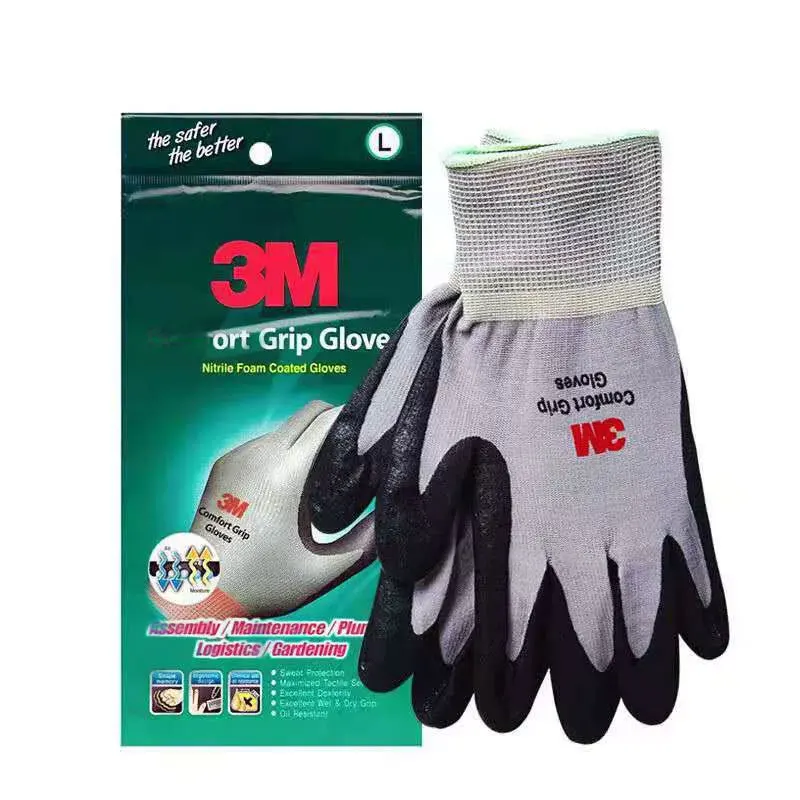 3M Comfort Anti-slip Wear-resistant Gloves Nitrile Coated Breathable Industrial Work Labor Protective Gloves for Outdoor Safety