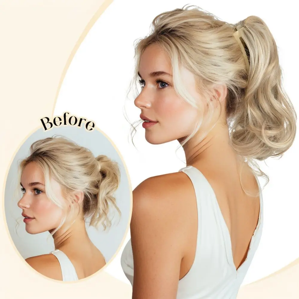 Fashionable Claw Ponytail Extension Wavy Synthetic Hairpiece Voluminous Curly Fake Hair For Women Natural Styling