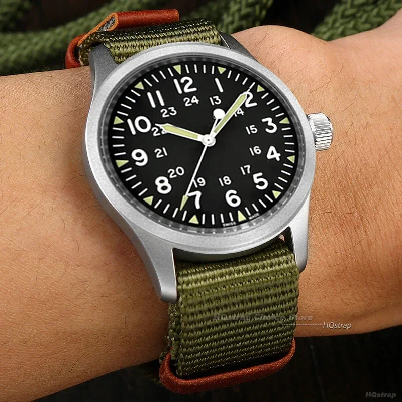 Green Black Grey 20mm 22mm Nylon Leather Strap for Women Men Sport Watchband Soft Bracelet for Hamilton Khaki Field